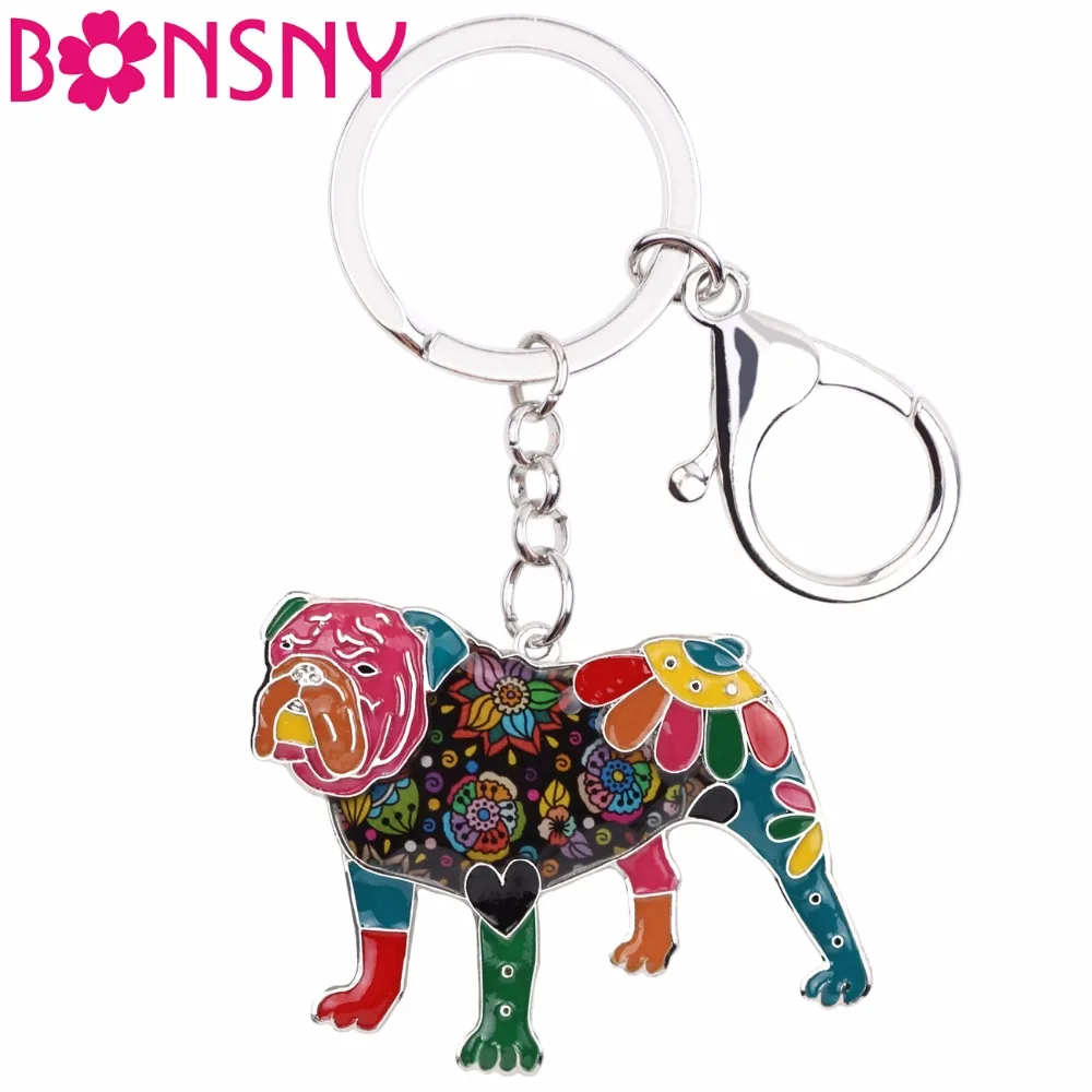 Bonsny Enamel English British Bulldog Bull Terrier Key Chain Keychains Ring Fashion Jewelry For Women Girls Gift Car Bag Pendant
Bonsny Enamel English British Bulldog Bull Terrier Key Chain Keychains Ring Fashion Jewelry For Women Girls Gift Car Bag Pendant