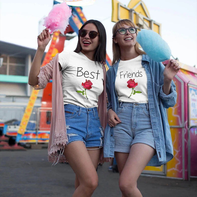 Women Best Friend Letters Rose Printed T Shirts Causal Tops casual bff t-shirts for female outfits funny sisters tshirt femme
Women Best Friend Letters Rose Printed T Shirts Causal Tops casual bff t-shirts for female outfits funny sisters tshirt femme