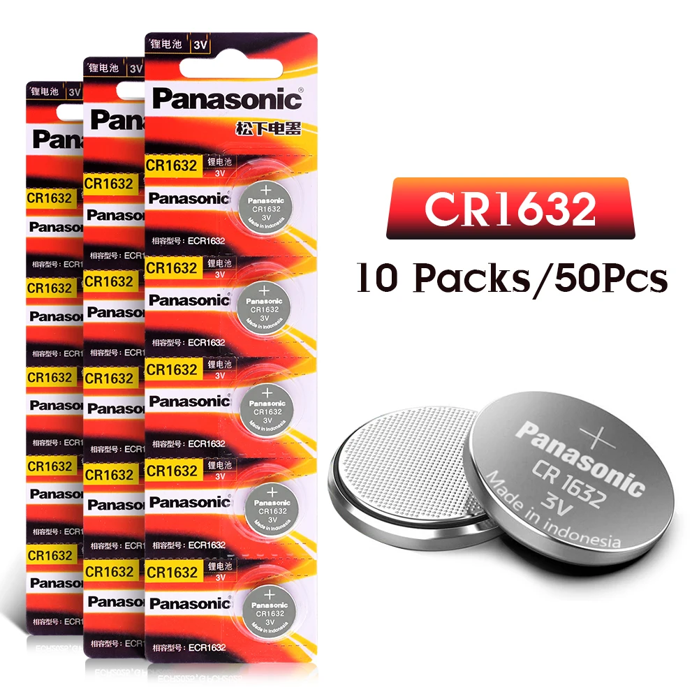 PANASONIC 3V CR1632 DL1632 ECR1632 LM1632 KL1632 Lithium Battery Button Coin Cell 50Pcs Calculator Toy Medical Device Batteries |