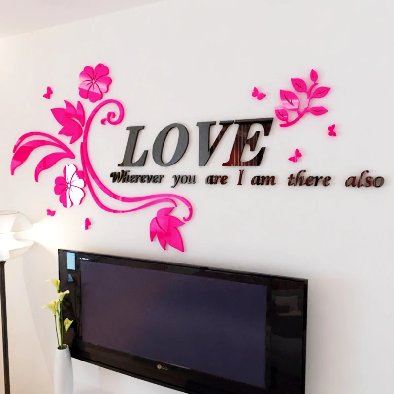 LOVE flower vine Acrylic 3D wall stickers Romantic Living room backdropDIY art decor sticker Bedroom Creative decoration
LOVE flower vine Acrylic 3D wall stickers Romantic Living room backdropDIY art decor sticker Bedroom Creative decoration