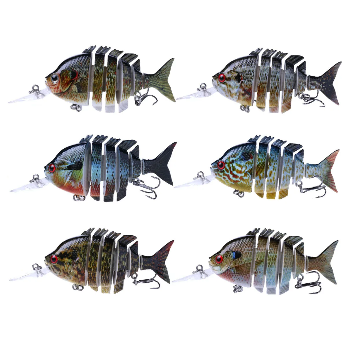 6pcs/Pack Multi Jointed Fishing Minnow Lures 10cm 12g Artificial Hard Swimbait 6 Segment Sea Fishing Lure
6pcs/Pack Multi Jointed Fishing Minnow Lures 10cm 12g Artificial Hard Swimbait 6 Segment Sea Fishing Lure