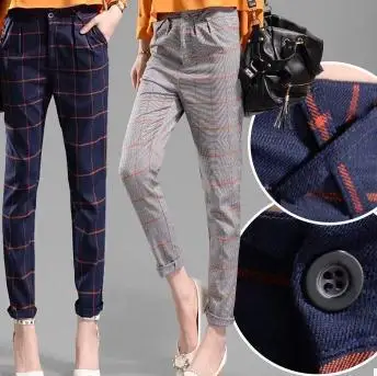 New Europe and America fashion England plaid pants Loose harem pants women casual capris pants
New Europe and America fashion England plaid pants Loose harem pants women casual capris pants