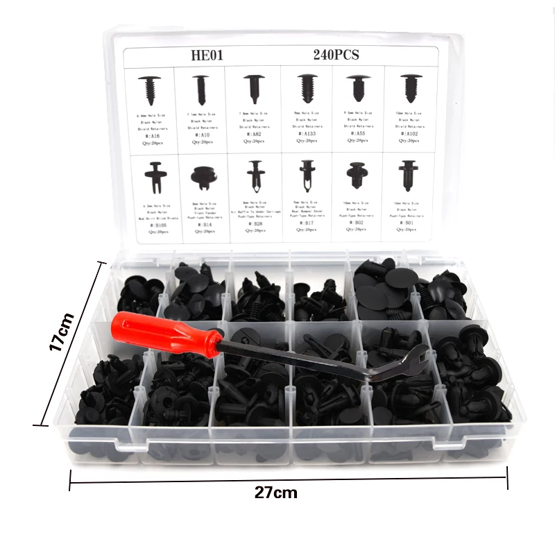 240PCS Universal Mixed Car Bumper Fender Screw Plastic Fastener Clip With Box Set All Auto Rivet For jeep wrangler accessories
240PCS Universal Mixed Car Bumper Fender Screw Plastic Fastener Clip With Box Set All Auto Rivet For jeep wrangler accessories