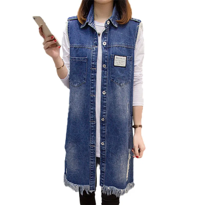 Large Size Women Vest Mid Long Denim Sleeveless Jacket Spring Slim Denim Waistcoat 2019 Autumn New Single-breasted Vest JIA198
Large Size Women Vest Mid Long Denim Sleeveless Jacket Spring Slim Denim Waistcoat 2019 Autumn New Single-breasted Vest JIA198