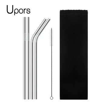 UPORS 304 Stainless Steel Straws Reusable High Quality Straw Bent Metal Silver Drinking Straw with Brush 4Pcs Wholesale
UPORS 304 Stainless Steel Straws Reusable High Quality Straw Bent Metal Silver Drinking Straw with Brush 4Pcs Wholesale