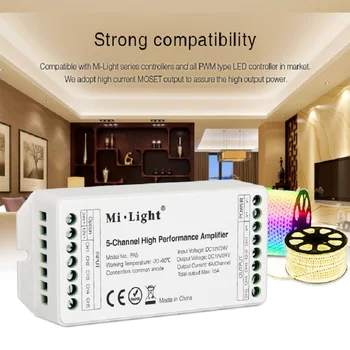 Mi Light 15A 5-Channel High Performance Amplifier Series Controller PA5 DC12V-24V And all PWM Type Led Controller For LED strip
Mi Light 15A 5-Channel High Performance Amplifier Series Controller PA5 DC12V-24V And all PWM Type Led Controller For LED strip