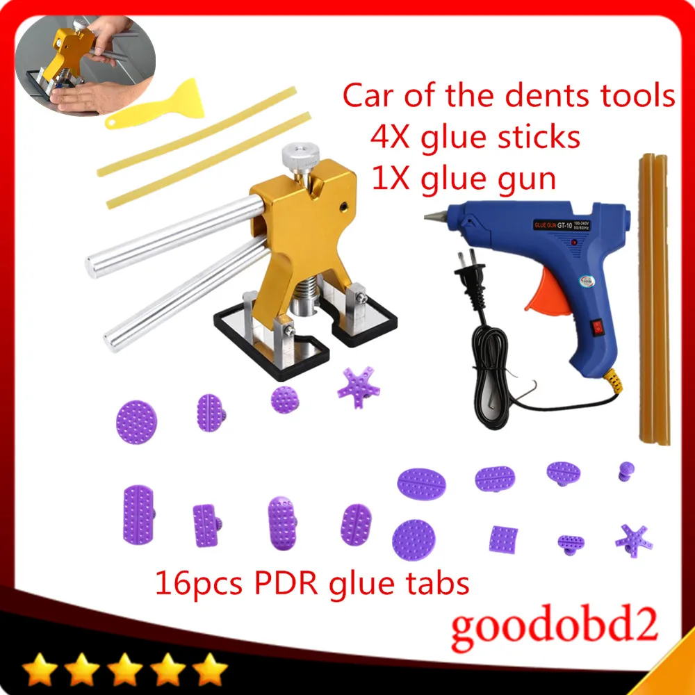 16pcs Auto Body Paintless Dent Removal Repair Tool Kits Glue Puller with Dent Lifter+PDR glue gun +4X glue sticks for VW
16pcs Auto Body Paintless Dent Removal Repair Tool Kits Glue Puller with Dent Lifter+PDR glue gun +4X glue sticks for VW