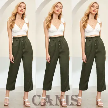 2019 New Fashion Women Ladies High Waist Button Elastic Crop Pants Belt Casual Wide Leg Trousers
2019 New Fashion Women Ladies High Waist Button Elastic Crop Pants Belt Casual Wide Leg Trousers