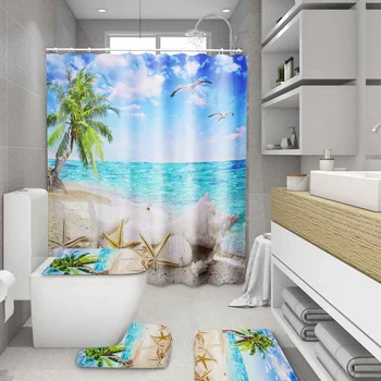 Sea Tree Summer Beach Printed Pattern Bathroom Shower Curtain Pedestal Rug Lid Toilet Cover Mat Non-Slip Bath Mat Carpet Set
Sea Tree Summer Beach Printed Pattern Bathroom Shower Curtain Pedestal Rug Lid Toilet Cover Mat Non-Slip Bath Mat Carpet Set