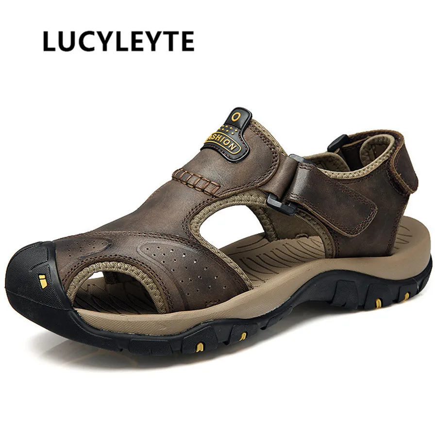 LUCYLEYTE Sandals men's leather baotou sandals 2017 summer new style leather outdoor breathable sports wading shoes
LUCYLEYTE Sandals men's leather baotou sandals 2017 summer new style leather outdoor breathable sports wading shoes