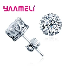 Classic 925 Sterling Zilver Cz Stud Oorbellen Voor Vrouwen Mannen Top Kwaliteit Kubieke Zirkoon Oor Accessoires Sieraden(China)