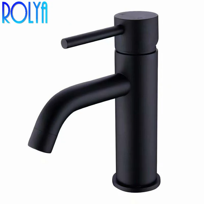 Rolya Round Style Matte Black Basin Faucet Deck Mounted Single Lever Hot and ColdBathroom Faucet Sink Mixer Taps 
Rolya Round Style Matte Black Basin Faucet Deck Mounted Single Lever Hot and ColdBathroom Faucet Sink Mixer Taps