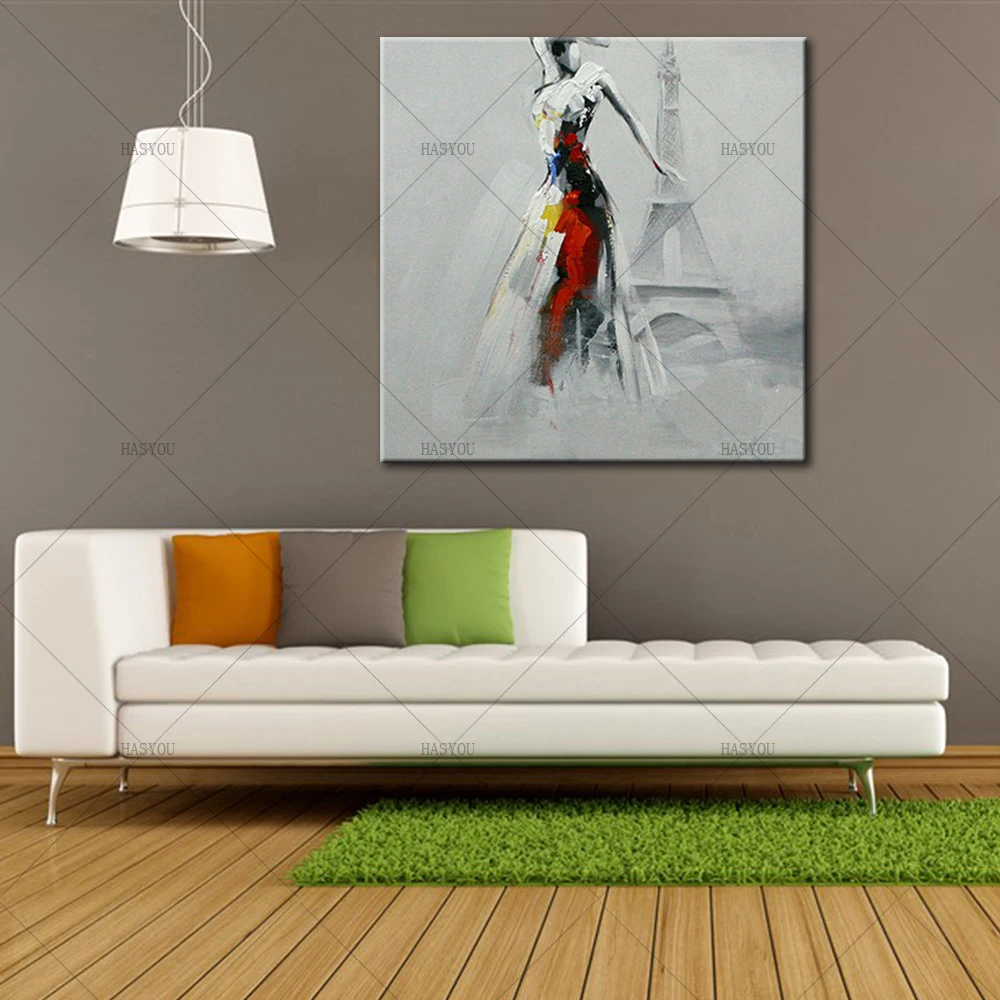 Pop-Art-Sexy-Lady-Dancing-in-Front-of-Eiffel-Tower-Oil-Painting-Modern-Knife-Painted-Painting (1)