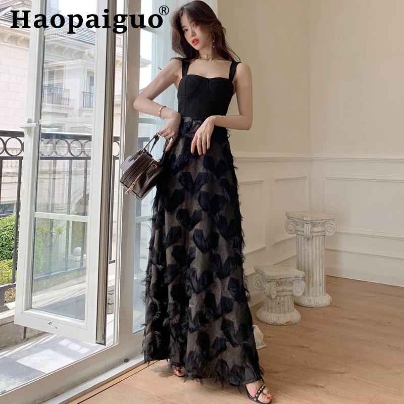 Big Size Black Maxi Dress Women with Feather Spaghetti Strap Sheath Evening Party Dress Women Big Swing Solid Summer Dress 2019
Big Size Black Maxi Dress Women with Feather Spaghetti Strap Sheath Evening Party Dress Women Big Swing Solid Summer Dress 2019