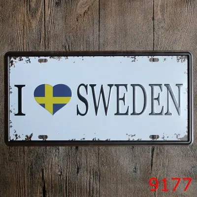 I LOVE SWEDEN "Винтажный номерной знак металлические знаки наружные настенные