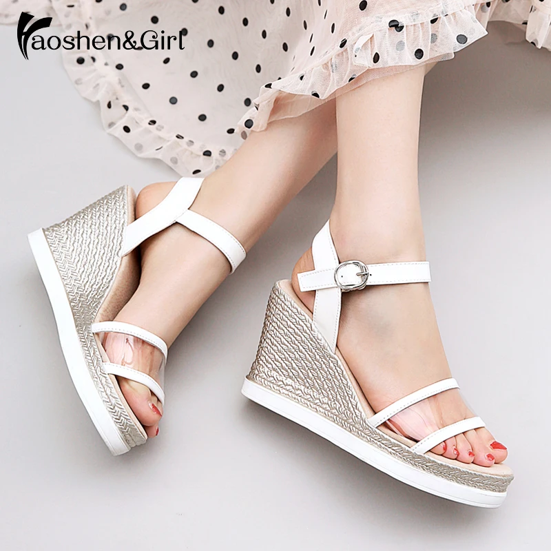 Haoshen&Girl women sandals 2020 Summer Wedge High Heel Sandals Platform Clear Heels Sandals Fashion Casual White Shoes Big Size
Haoshen&Girl women sandals 2020 Summer Wedge High Heel Sandals Platform Clear Heels Sandals Fashion Casual White Shoes Big Size