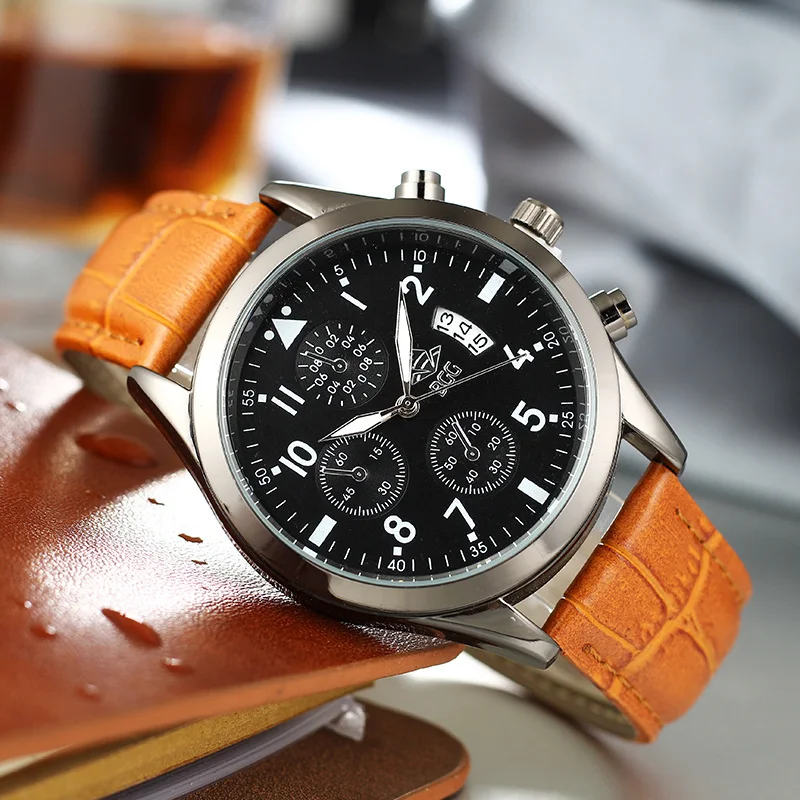 BGG Brand New Design Watch Simulation Three Dial Man Fashion Wristwatch Calendar Genuine Leather Quartz Watch Men Clock boy gift
BGG Brand New Design Watch Simulation Three Dial Man Fashion Wristwatch Calendar Genuine Leather Quartz Watch Men Clock boy gift