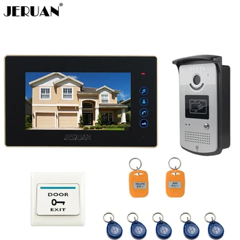 

JERUAN7 inch TFT Color Video Intercom Entry Door Phone System RFID Access Doorbell IR COMS Camera 1 Touch key Monitor In Stock