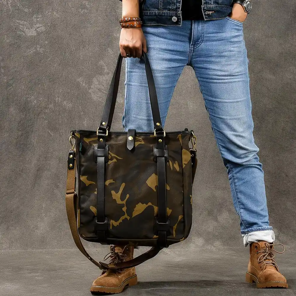 men's waxed canvas tote bag