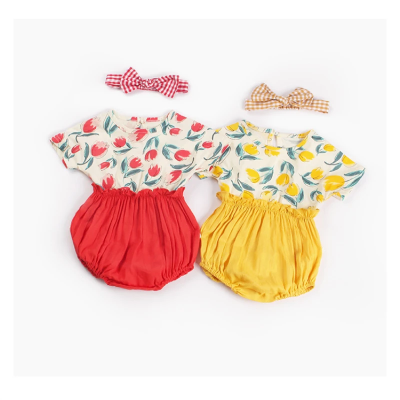 Cute Floral Tulip Romper 2pcs Baby Girl Clothes Jumpsuit+ Bowknot Headband 0-18M Age Infant Summer Toddlers Newborns Outfit Set
Cute Floral Tulip Romper 2pcs Baby Girl Clothes Jumpsuit+ Bowknot Headband 0-18M Age Infant Summer Toddlers Newborns Outfit Set