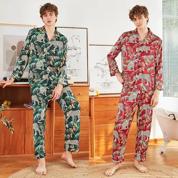 Men Simulation Male Sleep Clothing Silk Pajamas Lingerie Print Long Sleeve Long Sleep Pants Set パジャマ 2019
Men Simulation Male Sleep Clothing Silk Pajamas Lingerie Print Long Sleeve Long Sleep Pants Set パジャマ 2019