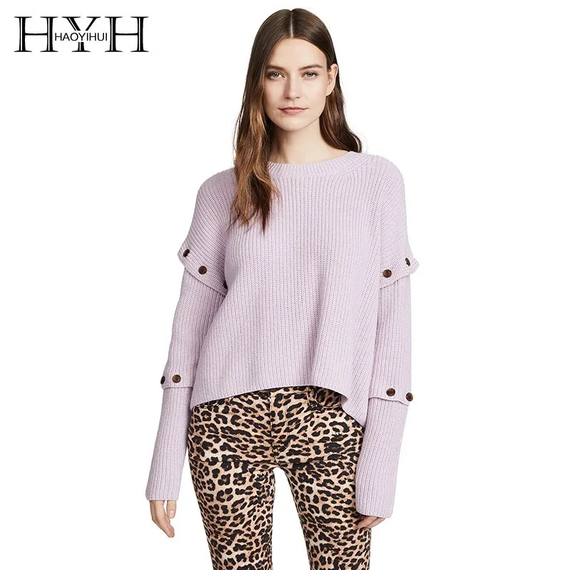 HYH Haoyihui Simple Small Fresh Lavender Round Neck Loose Falling Shoulder Button Decoration Autumn Women's Long Sleeve Sweater
HYH Haoyihui Simple Small Fresh Lavender Round Neck Loose Falling Shoulder Button Decoration Autumn Women's Long Sleeve Sweater