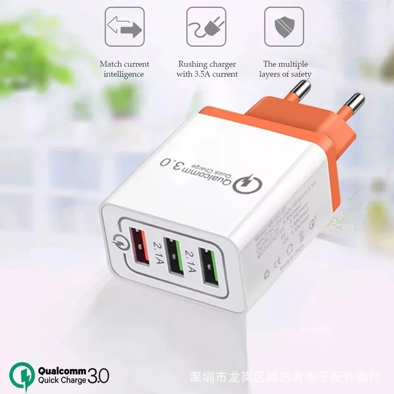 5V 2.1A Multi USB Charger QC 3.0 Fast Charging Adapter 3 USB Quick Charge Mobile Phone Charger For iphone Mobile Phone
5V 2.1A Multi USB Charger QC 3.0 Fast Charging Adapter 3 USB Quick Charge Mobile Phone Charger For iphone Mobile Phone