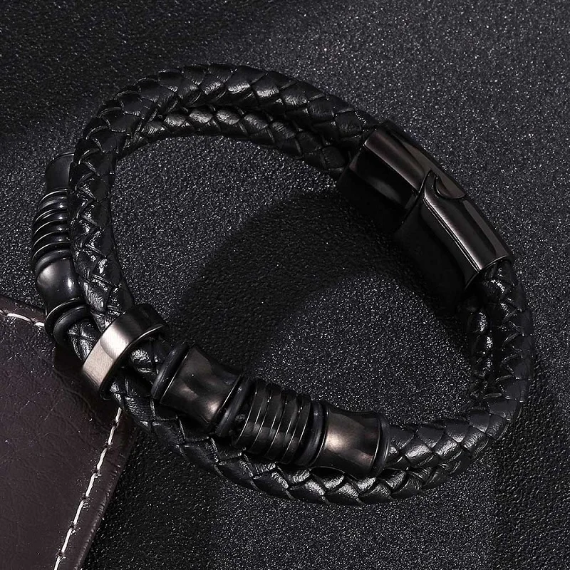 Charm Bracelets for Men Black Braided Leather Bracelet Magnetic Clasps Personality Male Wrist Band Bangles Jewelry Gifts ST518
Charm Bracelets for Men Black Braided Leather Bracelet Magnetic Clasps Personality Male Wrist Band Bangles Jewelry Gifts ST518