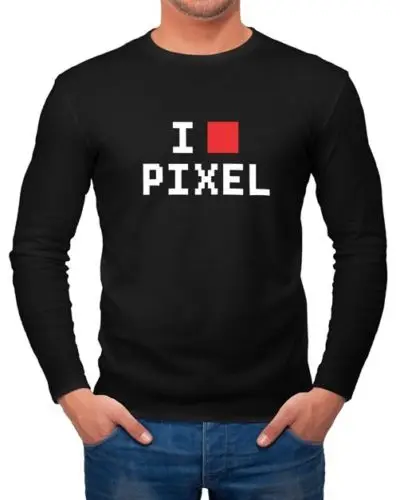 Футболка с длинными рукавами и надписью I Love Pixel | Мужская одежда
