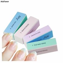 Addfavor 4 pièces professionnel ponçage tampon à ongles bloc de polissage manucure Shiner polissage lime à ongles conseils ongles Art manucure outils(China)