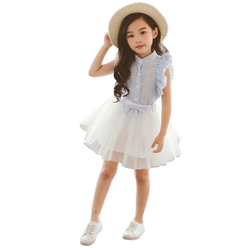 2019 Girls Summer New Korean Edition Hundred Striped Top Mesh Skirt Two Set Children's Clothing Girls Boutique Outfits
2019 Girls Summer New Korean Edition Hundred Striped Top Mesh Skirt Two Set Children's Clothing Girls Boutique Outfits