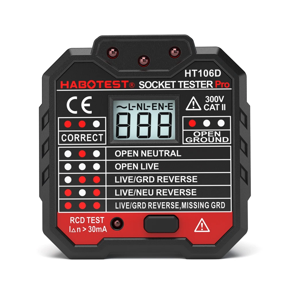 HT106B HT106D HT106E Digital Display Socket Tester Plug Polarity Phase Check detector Voltage Test Multi-function Electroscope
HT106B HT106D HT106E Digital Display Socket Tester Plug Polarity Phase Check detector Voltage Test Multi-function Electroscope