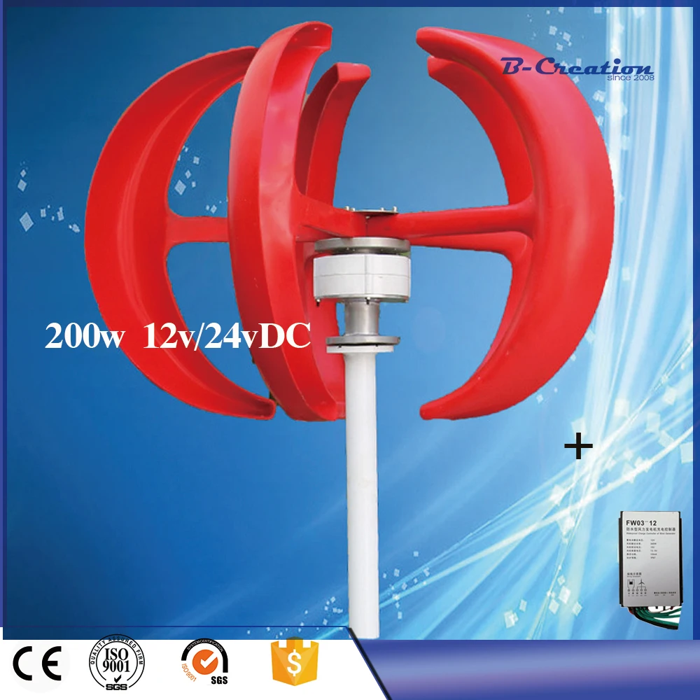 New Arrival 200W 24V Vertical Wind Turbine Generator, 5PCS Blades Wind Turbine, 2M/S Low Start Up Wind Speed for Home Use
New Arrival 200W 24V Vertical Wind Turbine Generator, 5PCS Blades Wind Turbine, 2M/S Low Start Up Wind Speed for Home Use