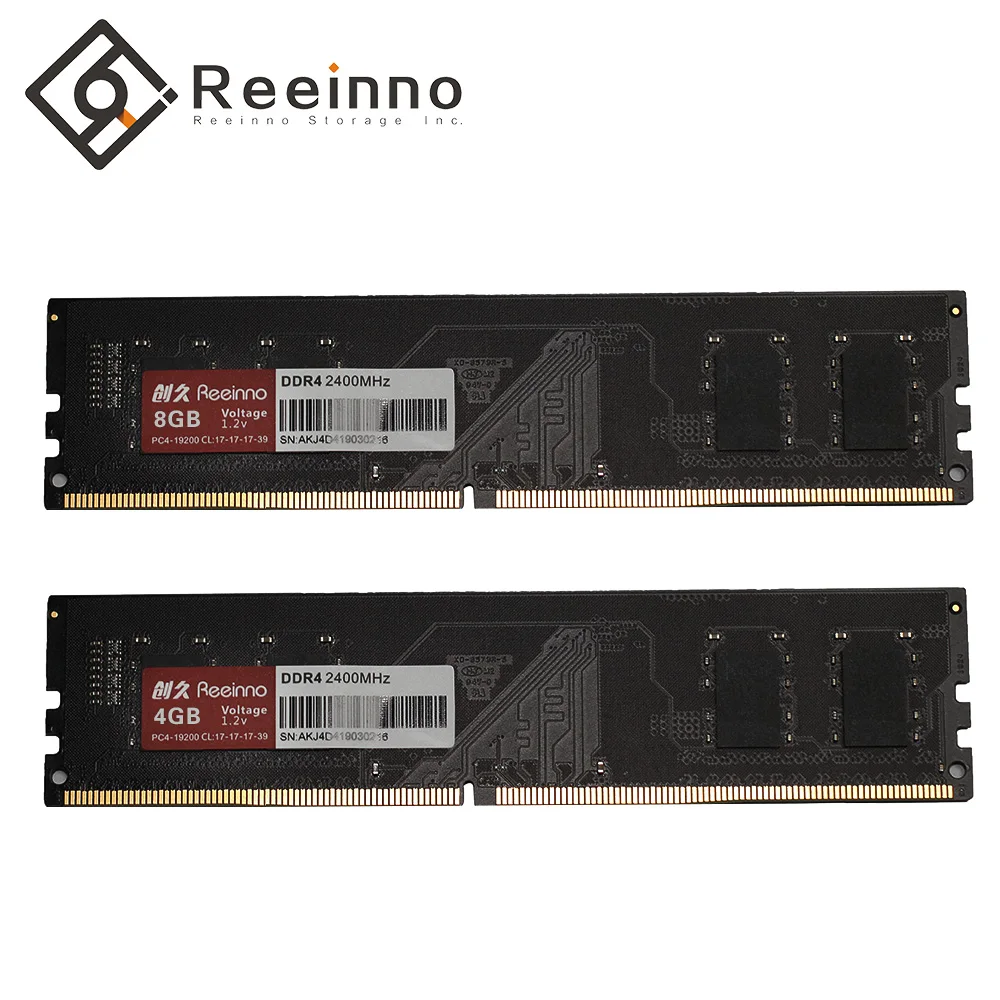 

Reeinno Ram 4GB/8GB DDR4 2400MHz 1.2V PC4-19200 288pin 17-17-17-39 CL=17 Interface Type single Ram Sell 4GB DIMM Desktop Memory