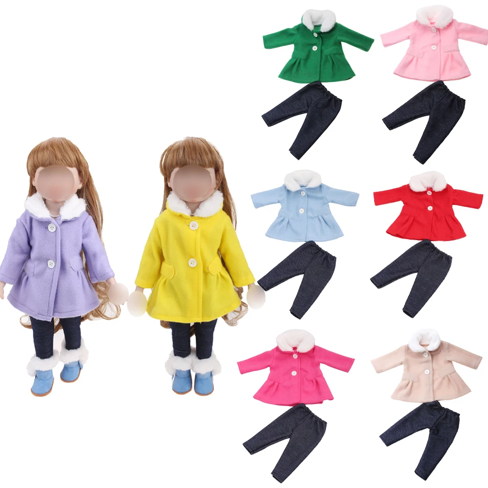 18 inch Girls doll clothes Woollen coat + black trousers American newborn Dress accessories Baby toys fit 43 cm baby dolls c730
18 inch Girls doll clothes Woollen coat + black trousers American newborn Dress accessories Baby toys fit 43 cm baby dolls c730