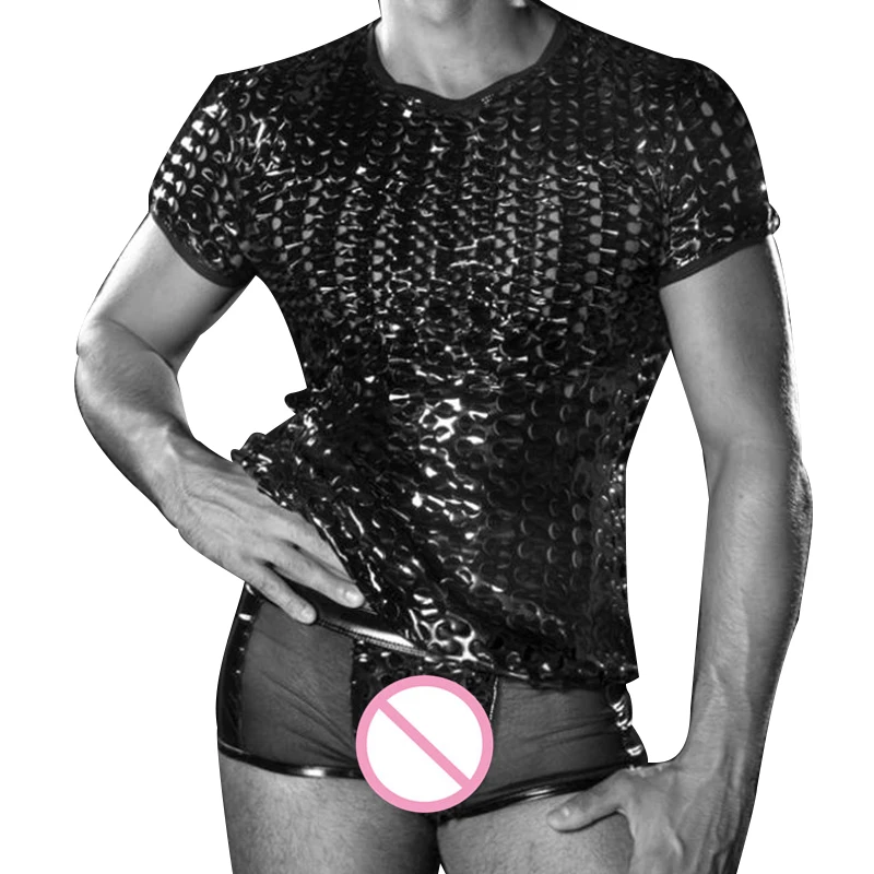 Faux Leather Men Lingerie Set Black Sexy Vinyl Erotic See Through Hole Undershirt Top Transparent Boxers Gay Underwear Set
Faux Leather Men Lingerie Set Black Sexy Vinyl Erotic See Through Hole Undershirt Top Transparent Boxers Gay Underwear Set