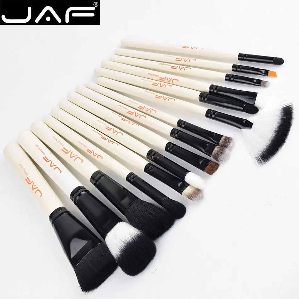 JAF Brand 15-piece Makeup Brushes Kit Multipurpose Super Soft Hair PU Leather Case Holder Make Up Brush Set (4)