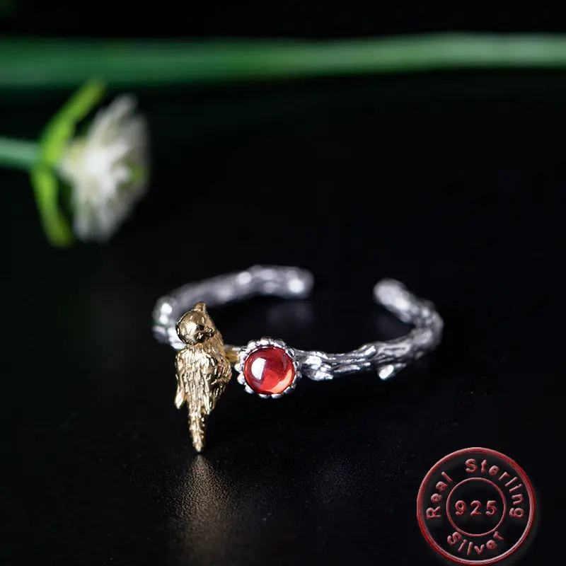 Amxiu Natural Garnet Ring 925 Sterling Silver Open Ring Bird Rings for Women Girls Birthday Party Jewelry Valentine's Day Gift
Amxiu Natural Garnet Ring 925 Sterling Silver Open Ring Bird Rings for Women Girls Birthday Party Jewelry Valentine's Day Gift