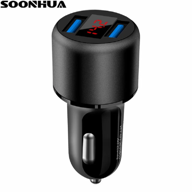 SOONHUA Universal Dual USB Car Charger Adapter 3.1A Digital LED Voltage Display Auto Vehicle Charger For Smart Phone Tablet
SOONHUA Universal Dual USB Car Charger Adapter 3.1A Digital LED Voltage Display Auto Vehicle Charger For Smart Phone Tablet