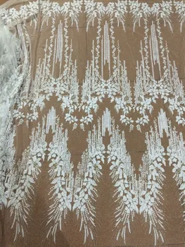 Shining glued glitter African French net lace fabric in white for wedding dress
Shining glued glitter African French net lace fabric in white for wedding dress