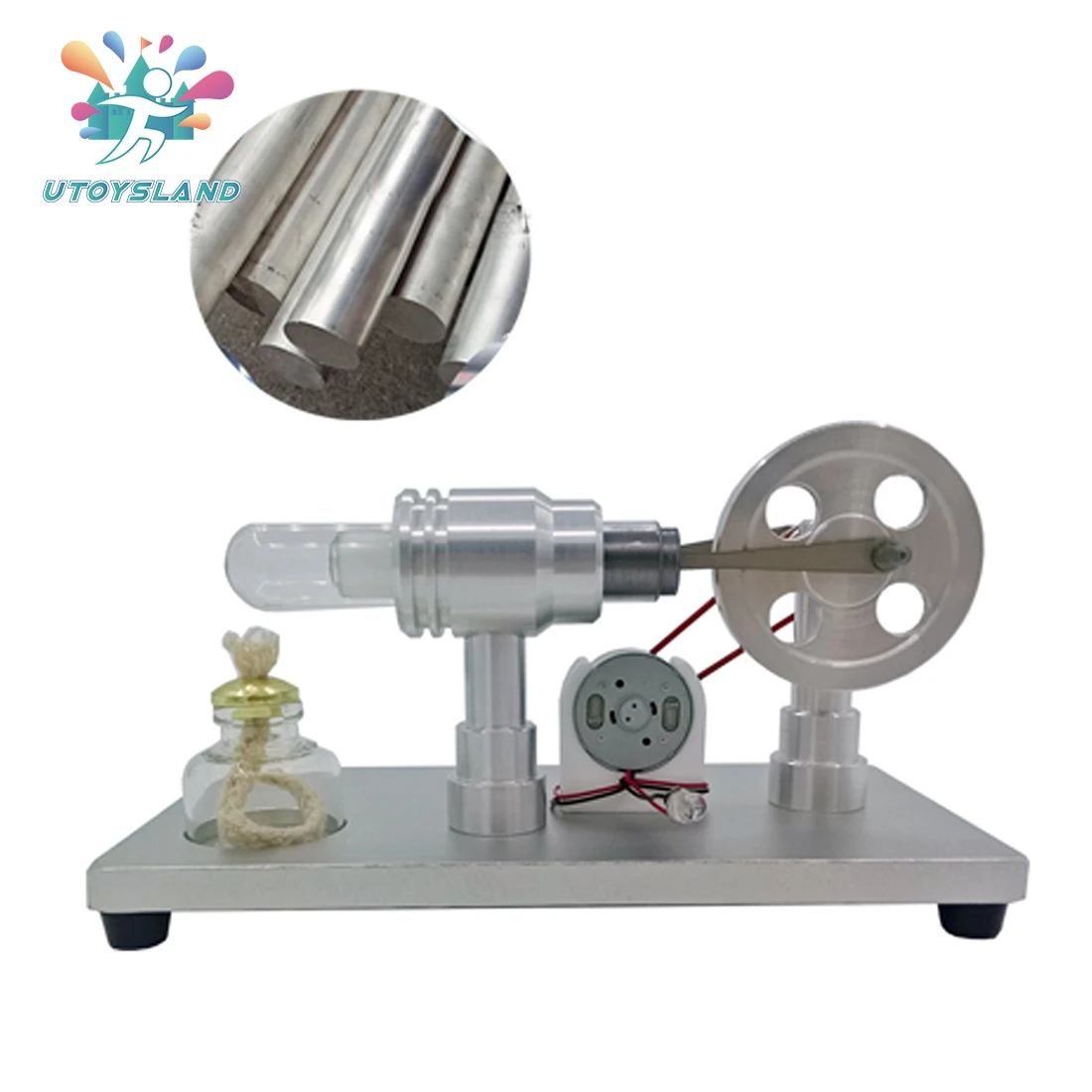 

UTOYSLAND Metal Baseboard Double-cylinder Micro Stirling Engine External Combustion Engine Early Learning Model Toy For Children