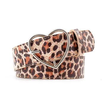 2019 new leopard PU belt ladies casual wide belt fashion decorative jeans belt