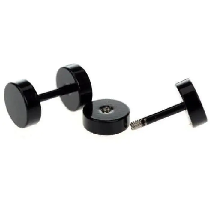 Earrings Steel False Spreader Black 6mm