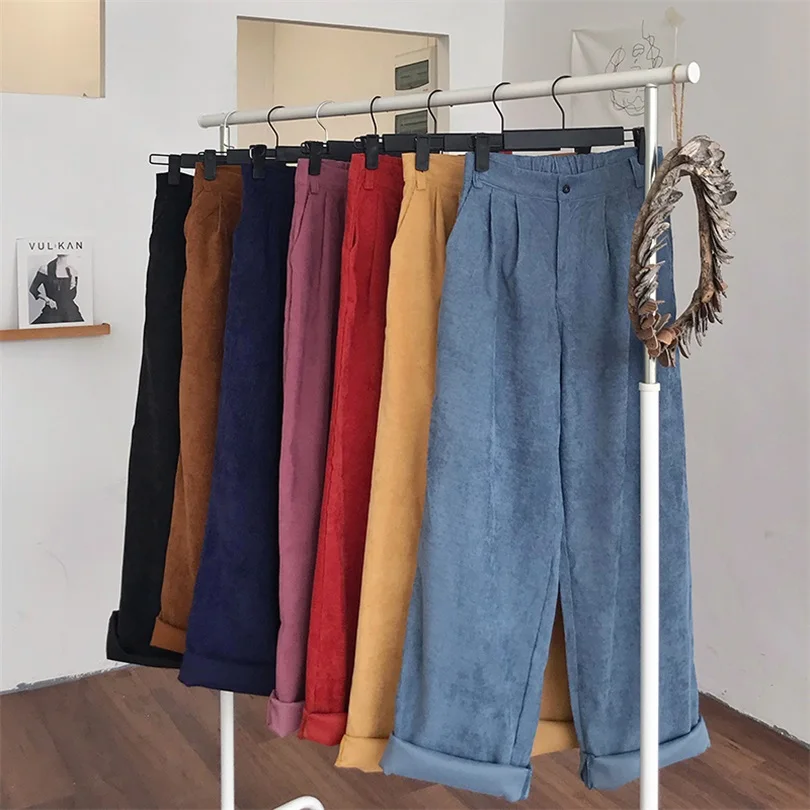 TYHRU Autumn Winter Corduroy Wide-leg Pants Casual Elastic Waist Pockets Trousers Female's Loose Retro Solid color Cropped
TYHRU Autumn Winter Corduroy Wide-leg Pants Casual Elastic Waist Pockets Trousers Female's Loose Retro Solid color Cropped