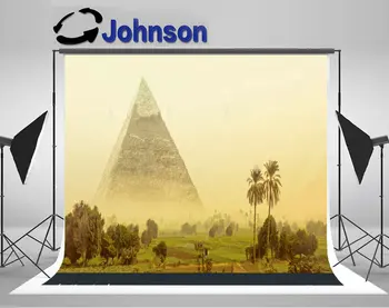 Great Pyramid Khafre Egypt Egyptian Chephren Haze Green Oasis Palm Trees backdrop Vinyl cloth Computer print wall background