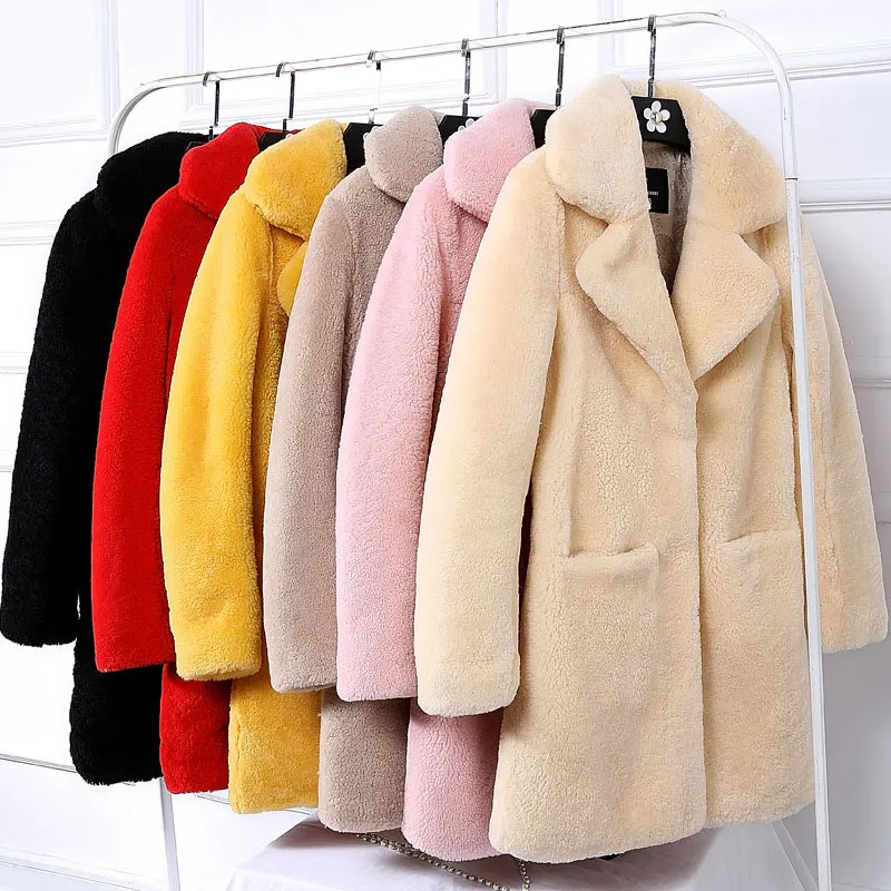 New Fashion Faux Sheep Shearling Fur Coat Women Winter Long Luxury Fake Double-faced Coats Turn-down Collar Slim Female Jacket
New Fashion Faux Sheep Shearling Fur Coat Women Winter Long Luxury Fake Double-faced Coats Turn-down Collar Slim Female Jacket