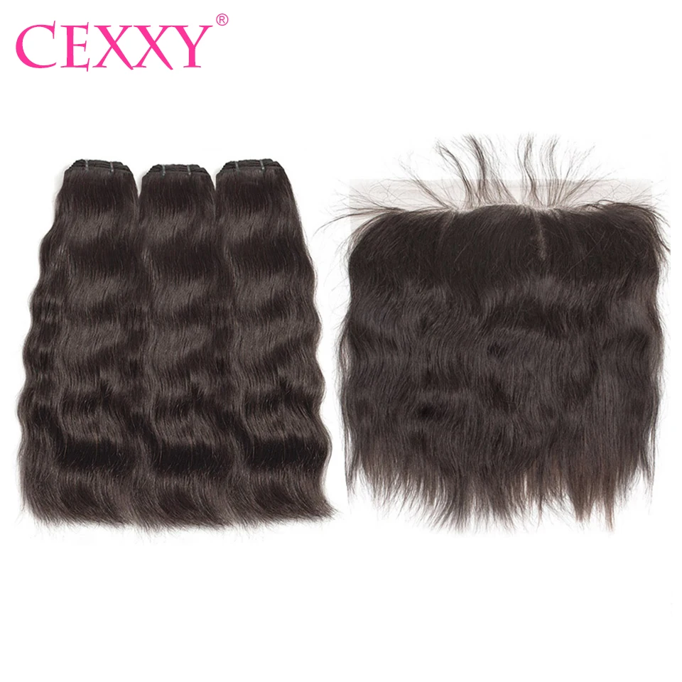 

CEXXY Hair Straight Raw Indian Virgin Hair Bundles With Frontal Hair Weave Bundles Lace Frontal Free Shipping