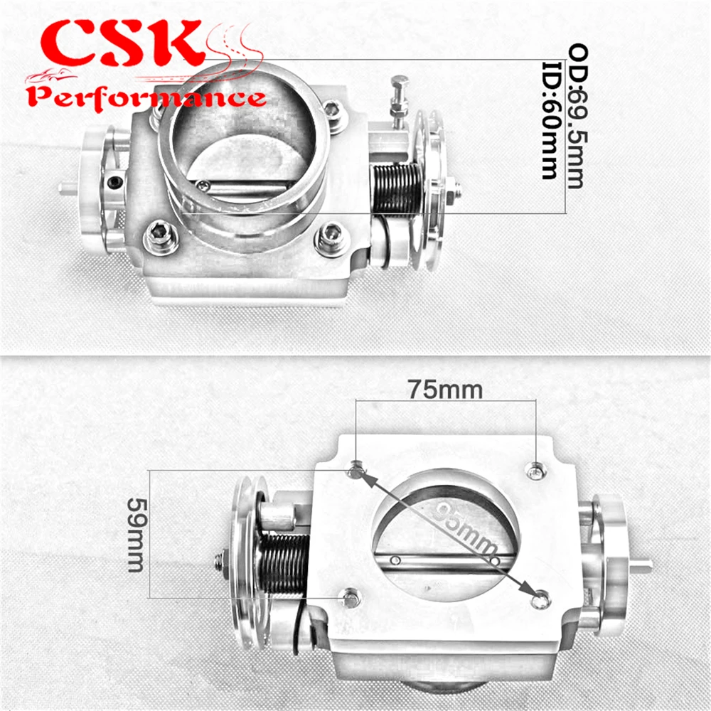 Set Aluminum Uniersal 60MM VQ35TPS Throttle Body Intake Manifold Billet Silver
