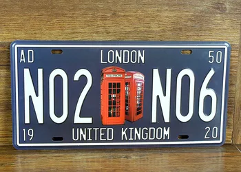 RONE289 Free ship Car number " NO2-NO6 LONDON " License Plates plate Vintage Metal tin sign Wall art craft painting 15x30cm
RONE289 Free ship Car number " NO2-NO6 LONDON " License Plates plate Vintage Metal tin sign Wall art craft painting 15x30cm