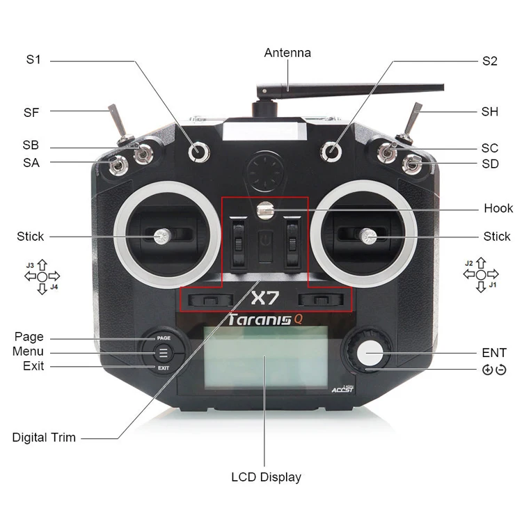 FrSky ACCST Taranis Q X7 QX7 2.4GHz 16CH Transmitter Without Receiver For RC Multicopter
FrSky ACCST Taranis Q X7 QX7 2.4GHz 16CH Transmitter Without Receiver For RC Multicopter